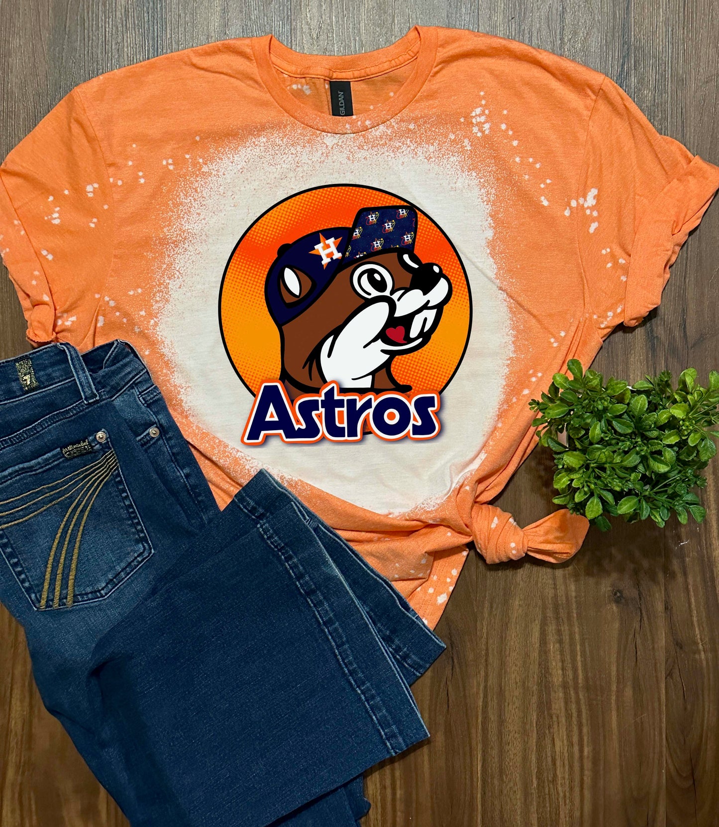 Buc-ee's Astros Space City Bleached T-Shirt