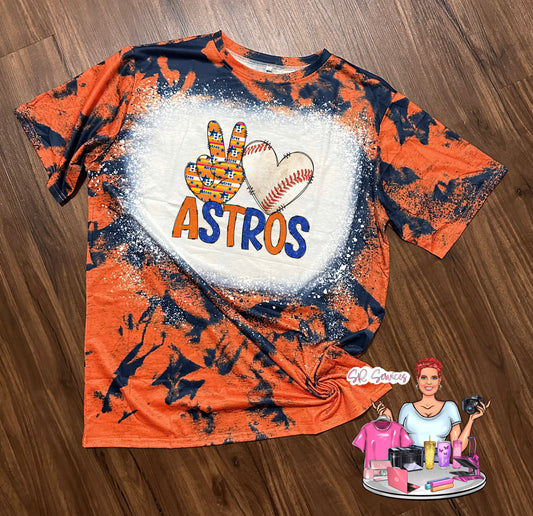 Peace, Love, Astros Bleached T-Shirt